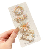 Set of 4/One Set Rhinestone Flower Hair Clips, Elegant and Ethereal Bangs Hairpins for Women, Influencer Style 2026 New High-End Side Hair Clips, Random Color Petal Hair Accessories