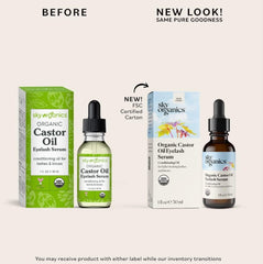 Sky Organics Organic Castor Oil Eyelash Serum, Conditioning Oil that Promotes Fuller Looking Lashes & Eye Brows, Suitable for All Skin Types,100% Pure & Cold-Pressed USDA Certified Organic 1 fl. Oz