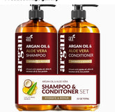 Argan Oil Shampoo and Conditioner Set - Sulfate-Free Formula with Nourishing Moroccan Oil and Keratin -for All Hair, Curly or Straight - Hydrate Repair Defy Frizz for Salon-like Results!16 Fl Oz 2 PK