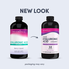 NeoCell Collagen Peptides +hyaluronic acid +Vitamin C Liquid, 4g Collagen Per Serving, Gluten Free, Types 1 & 3, Promotes Healthy Skin, Hair, Nails & Joint Support, berry, 16 Oz