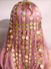 Gold Plated Coins Hat Hair Jewelry For Women Belly Dance Head Chain Headpiece Ethnic Tribal Statement Hair Accessori
