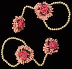 Pearl Pink Floral Henna Jewellery Set.