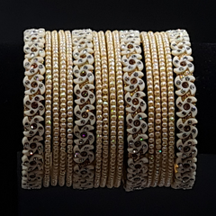 Indian style faux pearl bangles with traditional designer kangan