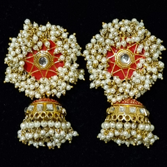 Gajra pearl jhumka.