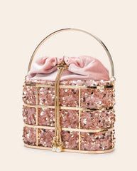 Metal Decore Drawstring clutch bag