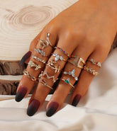 15 Pcs Rhinestone Rings.