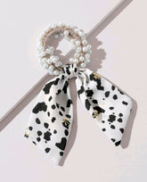 ( 2 pcs ) Faux Pearl Decor Scarf Hair Tie.