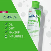 CeraVe Hydrating Toner for Face Non-Alcoholic with Hyaluronic Acid, Niacinamide, and Ceramides for Sensitive Dry Skin, Fragrance-Free Non Comedogenic, Full Size, 6.8 Fl