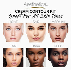 Aesthetica Cosmetics Cream Contour and Highlighting Makeup Kit - Contouring Foundation / Concealer Palette - Vegan & Cruelty Free - Step-by-Step Instructions Included