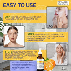 Advanced Clinicals Vitamin C Facial Serum Skin Care Anti-Aging Moisturizer Potent Vitamin C Face Lotion For Dry Skin, Age Spots, Wrinkle Repair, & Uneven Skin Tone, 1.75 Fl Oz