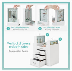 Homde Jewelry Organizer for Girls Women Jewelry Box Necklaces Rings Earrings Display Stand Jewelry Storage Holder Case for Bracelets Watches Sunglasses (White + Light Green)