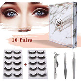 MAGEFY 10 Pairs 2 Styles Fake Eyelashes Reusable