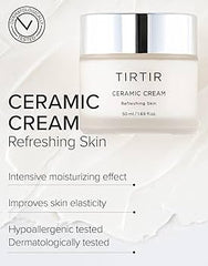 TIRTIR Natural Ceramide Cream Moisturizer for Hydrated, Glowing Skin - Shea Butter, Centella Asiatica Extract - Nourishing, Ideal for Dry Skin (50ml / 1.69 fl.oz.)