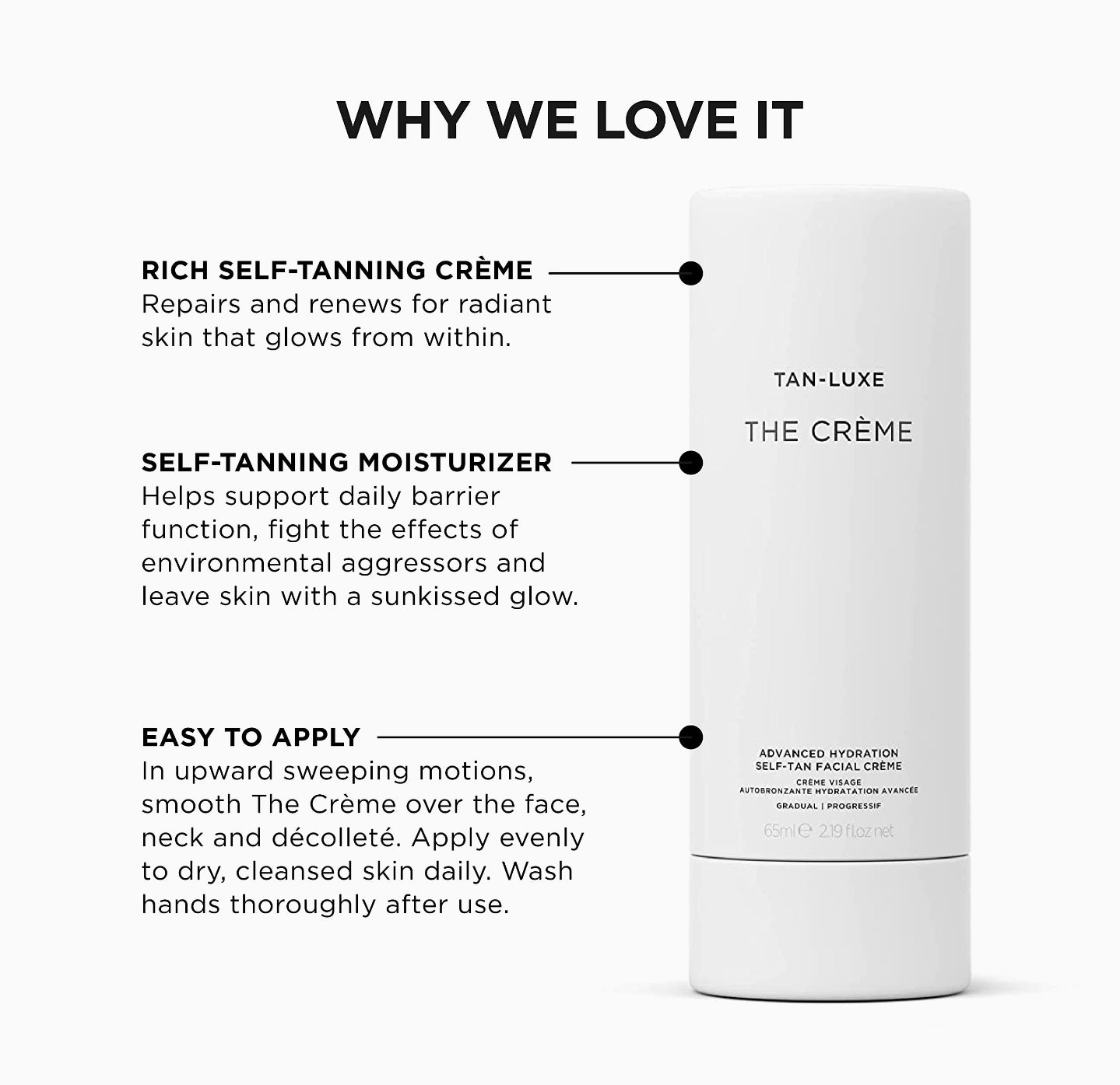 TAN-LUXE The Crème - Advanced Hydration Gradual Self-Tan Facial Crème, 65ml - Cruelty & Toxin Free TAN-LUXE The Crème - Advanced Hydration Gradual Self-Tan Facial Crème, 65ml - Cruelty & Toxin Free