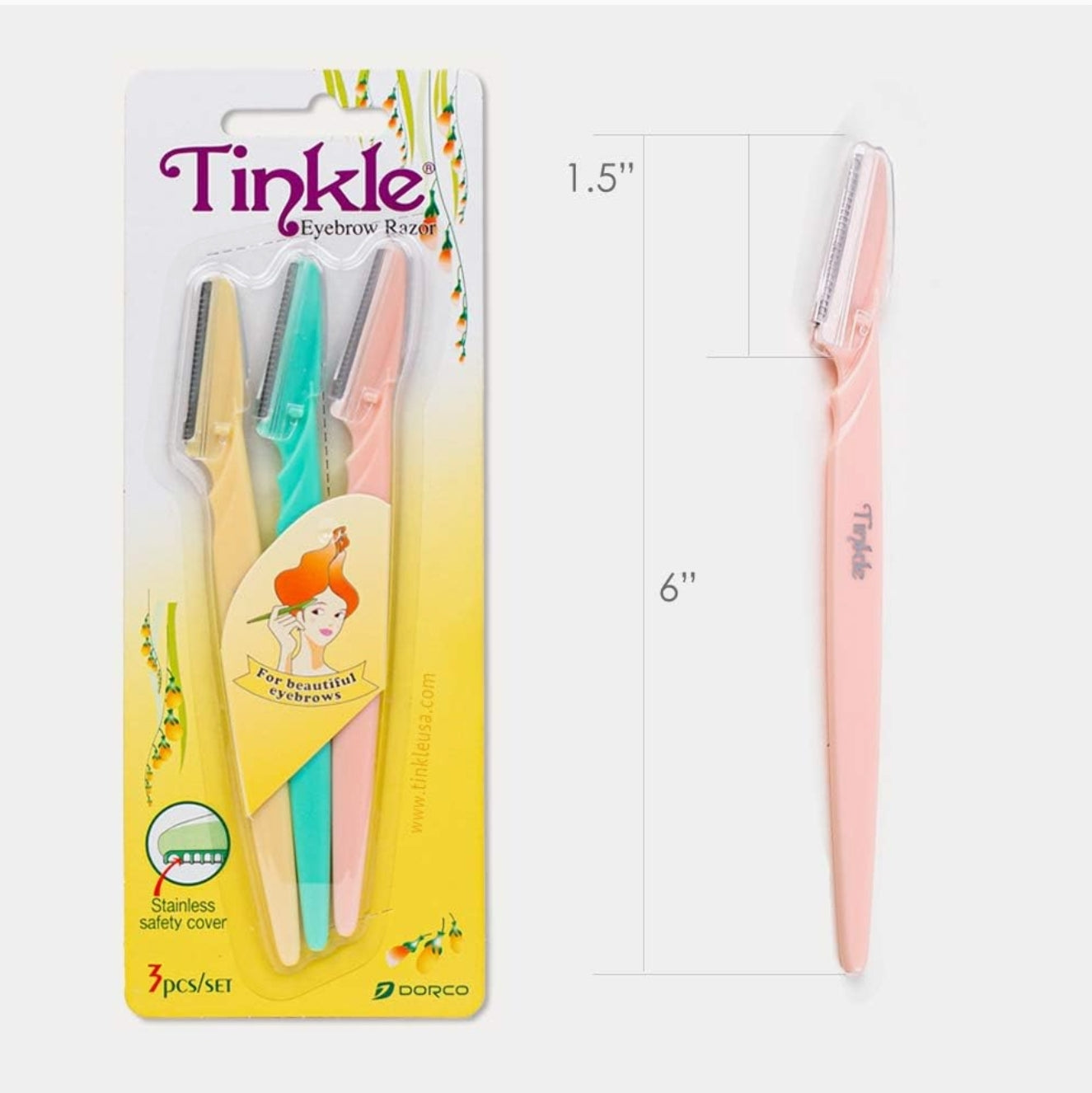 Dorco Tinkle Eyebrow Razors for Women, Dermaplane Razor 6 Razors Dorco Tinkle Eyebrow Razors for Women, Dermaplane Razor 6 Razors