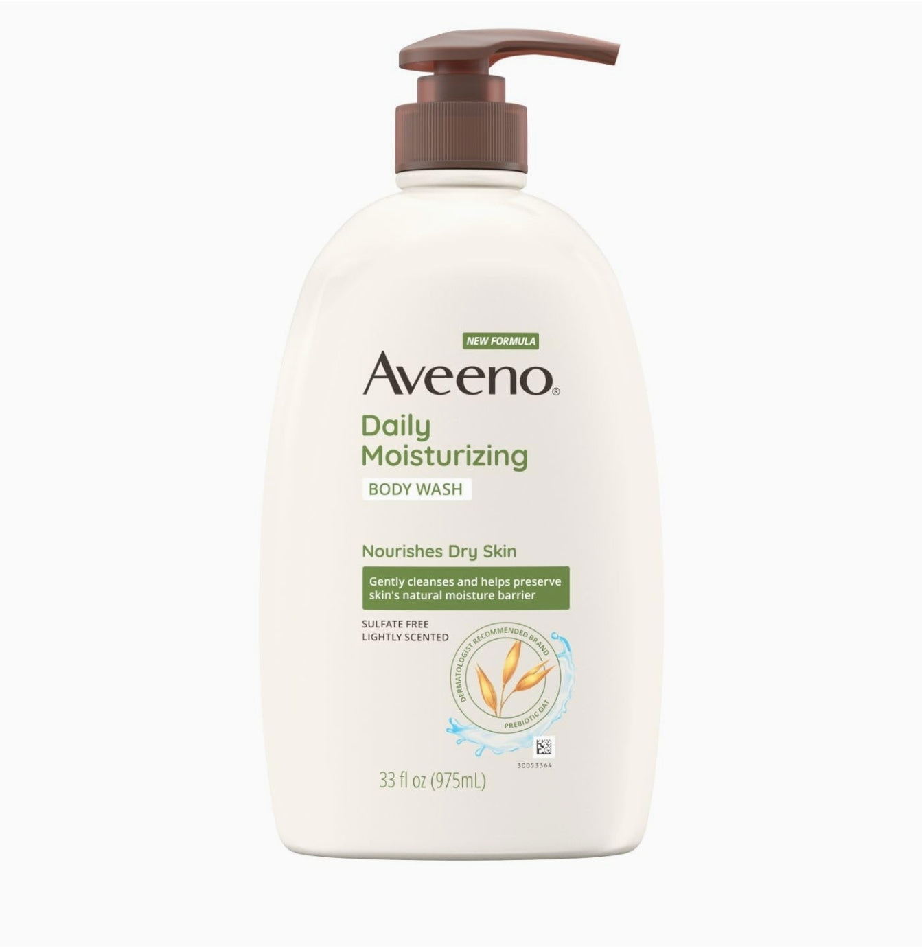 Aveeno Daily Moisturizing Body Wash with Soothing Oat Creamy Shower Gel (Soap Free and Dye Free/Light Fragrance), 33 Fl Oz