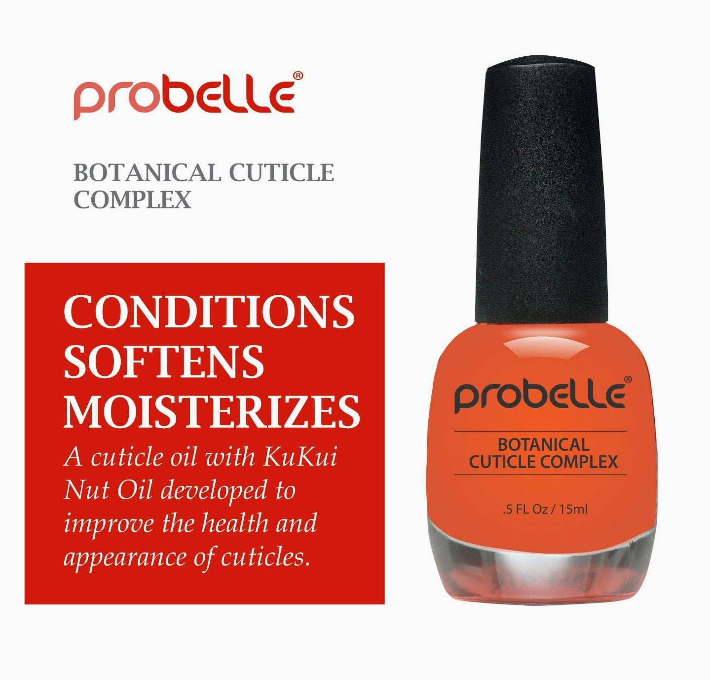 Probelle Kukui Nut Oil Botanical Cuticle Oil, conditions and softens cuticles for healthy nails and cuticle growth, 5oz/ 15 mL Probelle Kukui Nut Oil Botanical Cuticle Oil, conditions and softens cuticles for healthy nails and cuticle growth, 5oz/ 15 mL