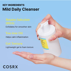 COSRX Low pH Gel Cleanser with BHA & Tea Tree for Sensitive Skin, Anti-Breakouts, PH Balancing - 400ml
