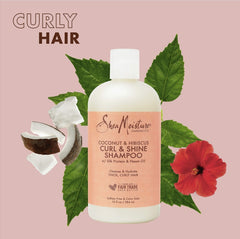 SheaMoisture Curl and Shine Coconut Shampoo Coconut and Hibiscus for Curly Hair Paraben Free Shampoo 13 oz