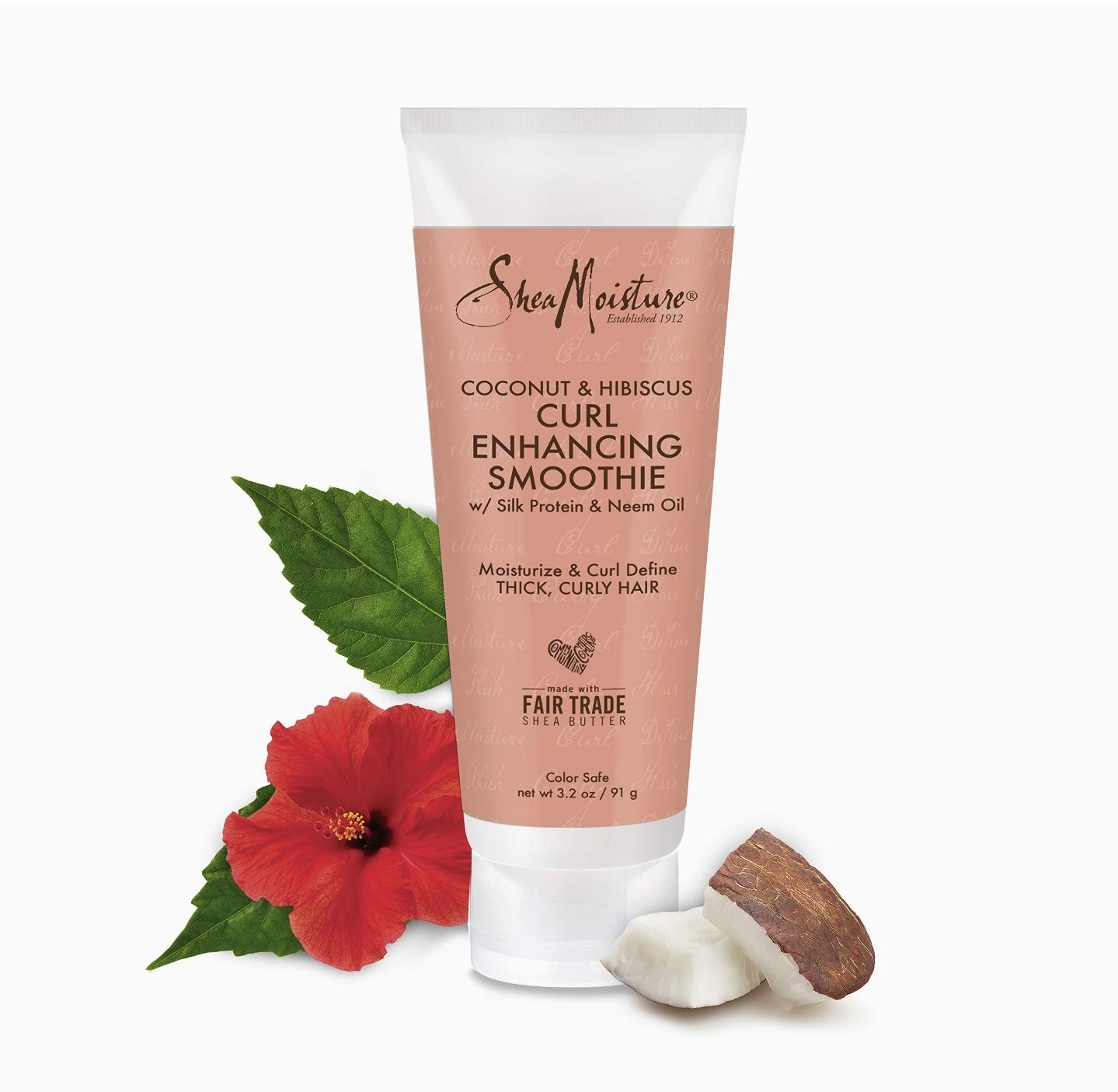 SheaMoisture Smoothie Curl Enhancing Cream for Thick, Curly Hair Coconut and Hibiscus Sulfate and Paraben Free 12 oz