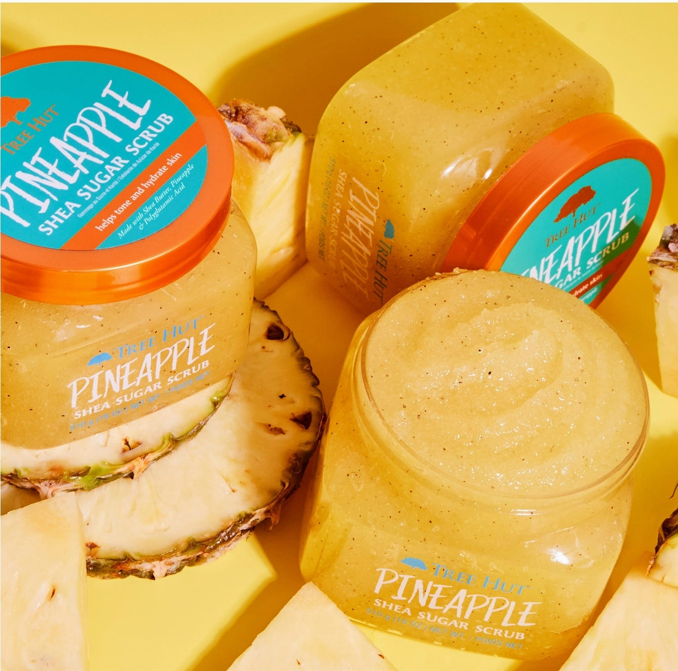 Tree Hut Pineapple Shea Sugar Exfoliating & Hydrating Body Scrub, 18 oz Tree Hut Pineapple Shea Sugar Exfoliating & Hydrating Body Scrub, 18 oz