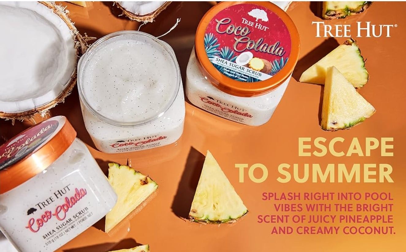 Tree Hut Shea Sugar Scrub Coco Colada, 18 oz, Ultra Hydrating and Exfoliating Scrub for Nourishing Essential Body Care Tree Hut Shea Sugar Scrub Coco Colada, 18 oz, Ultra Hydrating and Exfoliating Scrub for Nourishing Essential Body Care