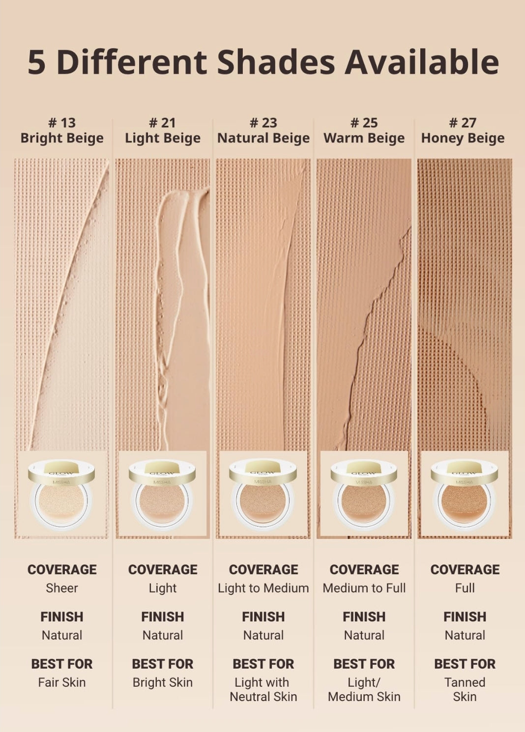 MISSHA Glow Cushion for Fair Skin Radiant & Moisturizing Skin with Buildable Coverage MISSHA Glow Cushion for Fair Skin Radiant & Moisturizing Skin with Buildable Coverage