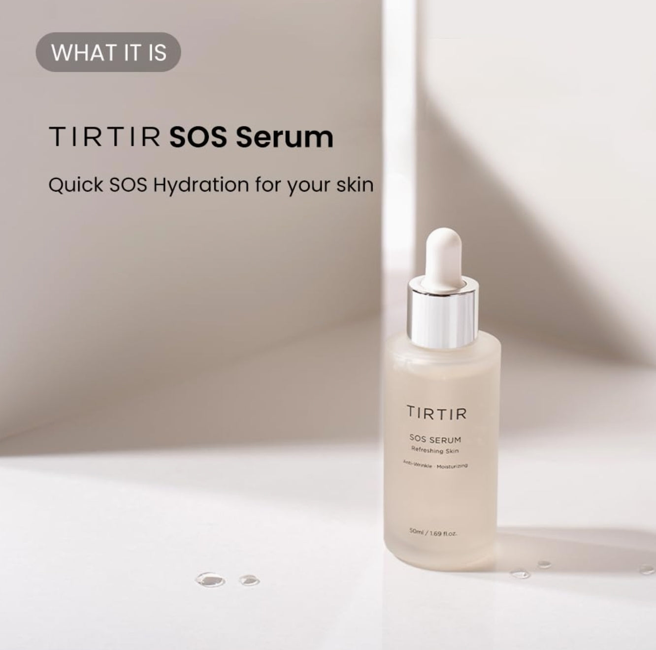 TIRTIR SOS Serum - Radiant Glow Boosting Face Serum - Plumping, Anti Aging, Hydrating - Visibly Smooth and Glowy Skin - Fragrance Free Serum for All Skin Types, 1.69 fl.oz.