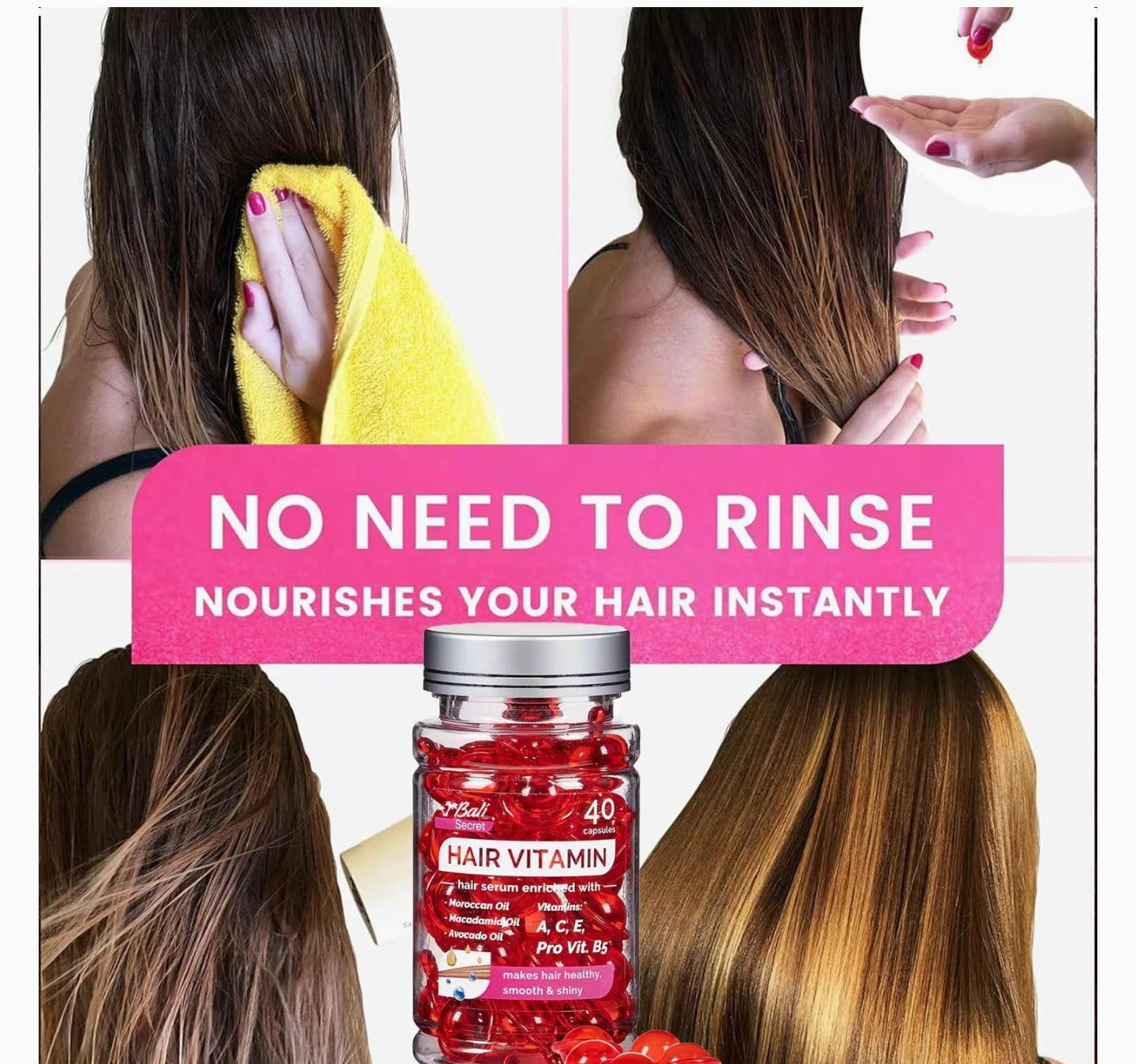 HUSSELL Bali Secret Hair Treatment Serum - no Rinse with Argan Macadamia & Avocado Oils - Vitamins A, E, Pro B5 - Conditioner for Women & Men HUSSELL Bali Secret Hair Treatment Serum - no Rinse with Argan Macadamia & Avocado Oils - Vitamins A, E, Pro B5 - Conditioner for Women & Men
