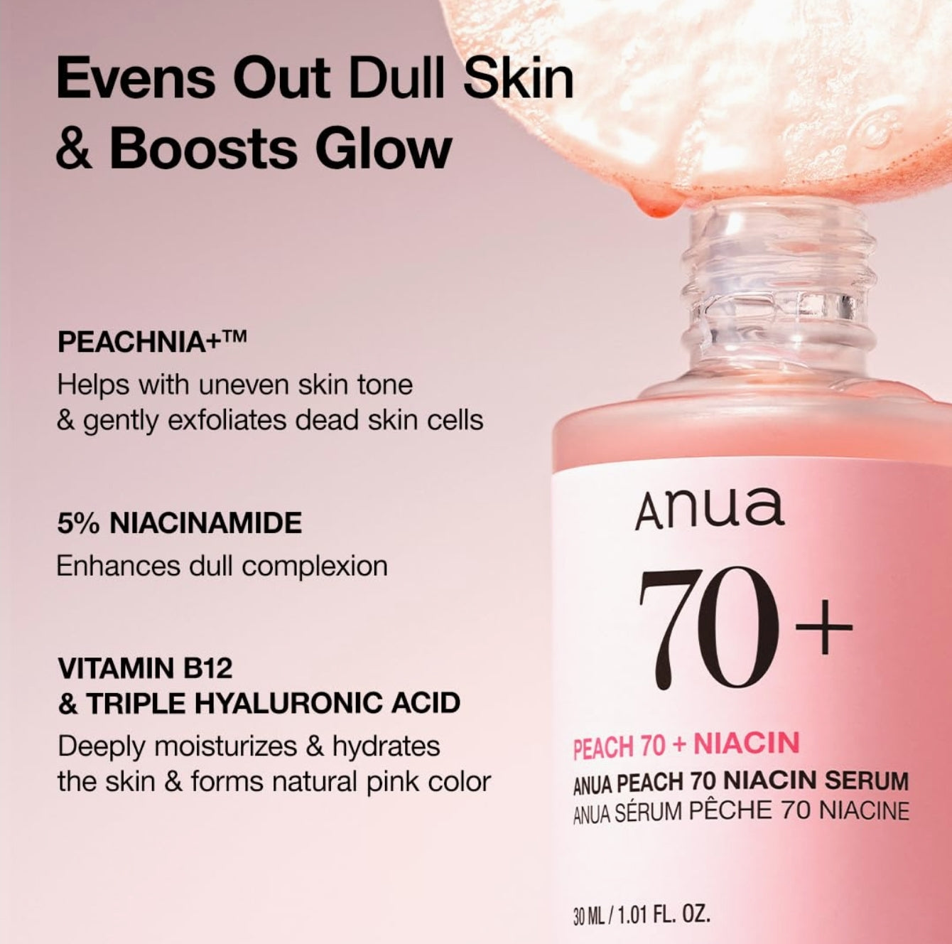 Anua Peach 70 Niacinamide Serum 30ml / brightening hydrating face serum/daily clean beauty (1.01 fl. oz.) Anua Peach 70 Niacinamide Serum 30ml / brightening hydrating face serum/daily clean beauty (1.01 fl. oz.)