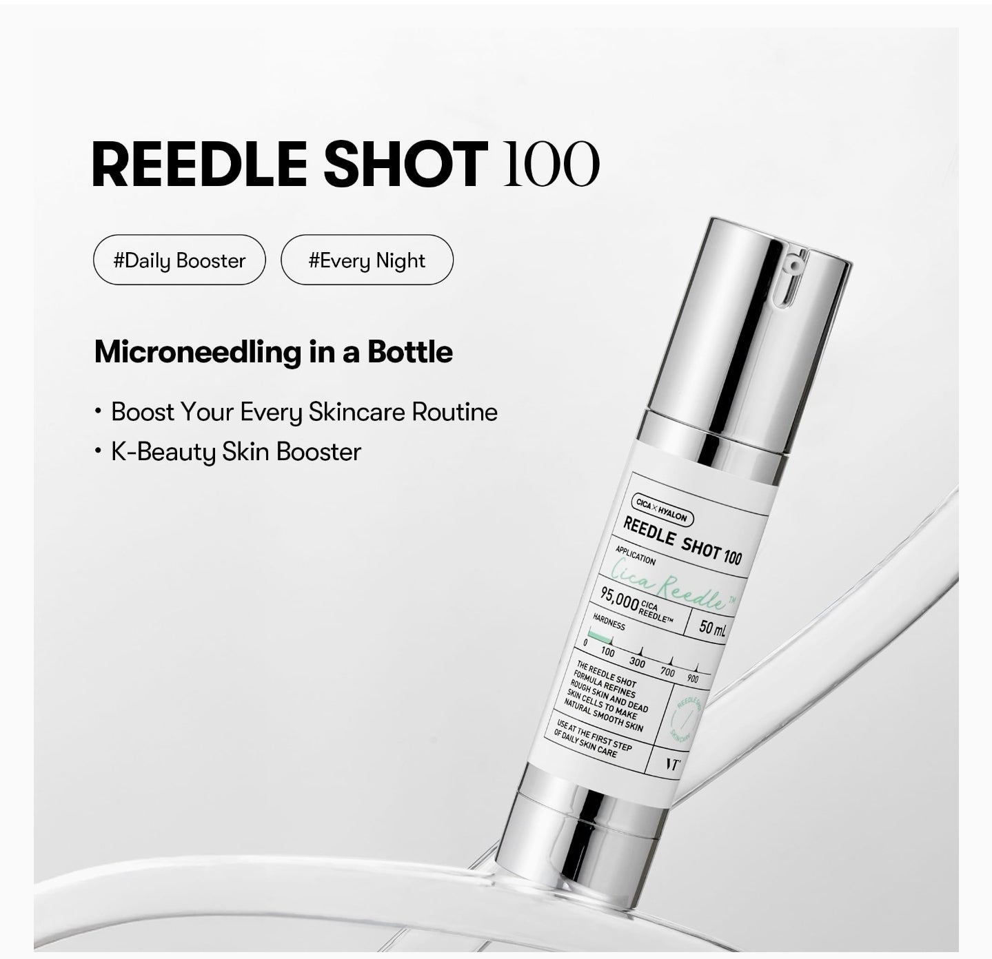 VT COSMETICS CICA Reedle Shot 100, Daily Night Exosome Microneedling Serum, 1.69Fl Oz (50ml) | Centella Asiatica, Hyaluronic Acid, Propolis, Soft Skin