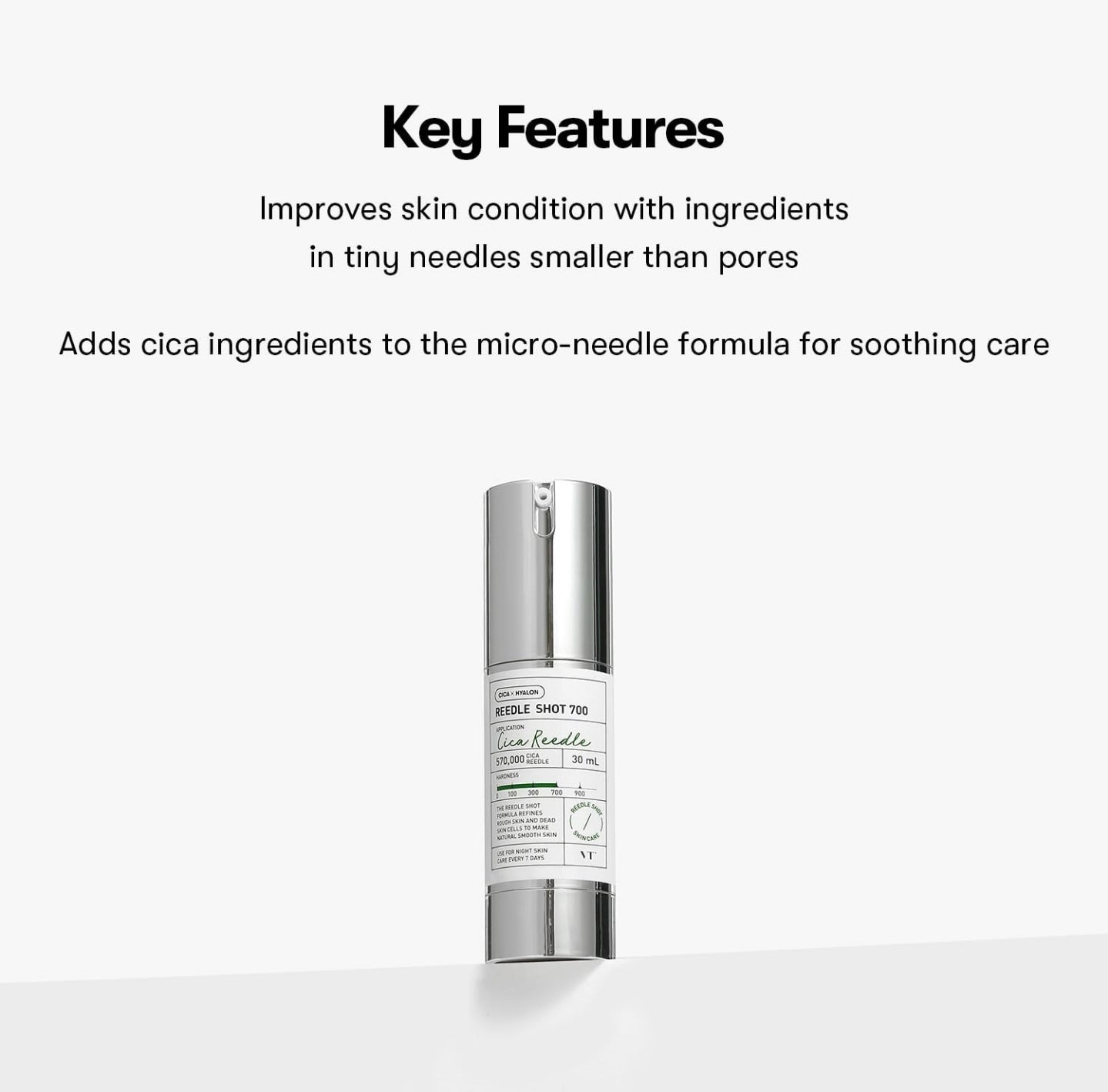 VT COSMETICS CICA Reedle Shot 700, Spot Treatment Night Exosome, Microneedling Serum, 1Fl Oz (30ml) | Centella Asiatica, Hyaluronic Acid, Propolis, Regeneration