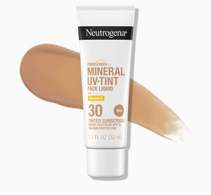 Neutrogena Purescreen+ Tinted Sunscreen for Face with SPF 30, Broad Spectrum Mineral Sunscreen with Zinc Oxide and Vitamin E, Water Resistant, Fragrance Free, , 1.1 fl oz