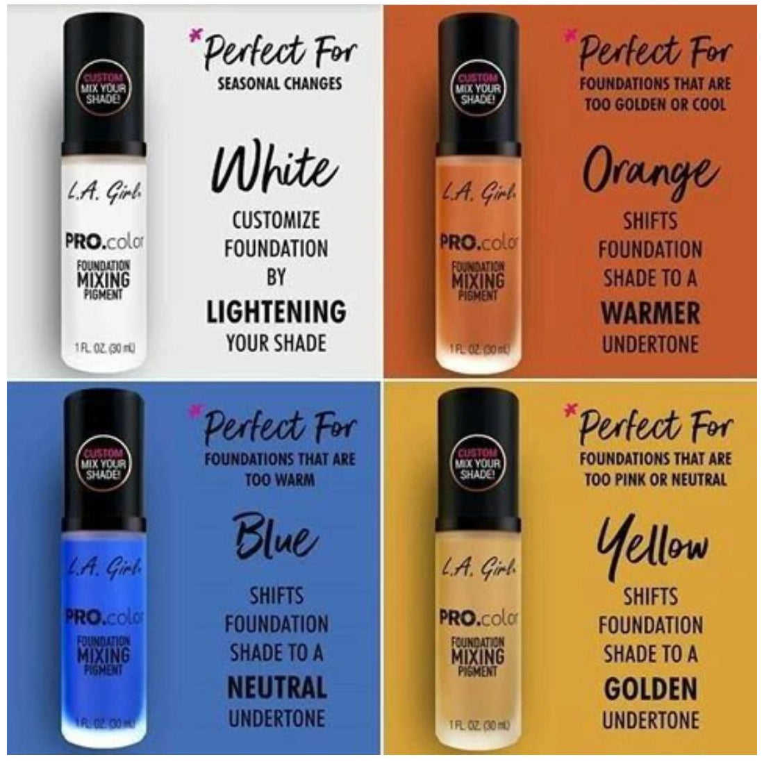 L.A. Girl Pro Matte Mixing Pigment ,1Floz L.A. Girl Pro Matte Mixing Pigment ,1Floz
