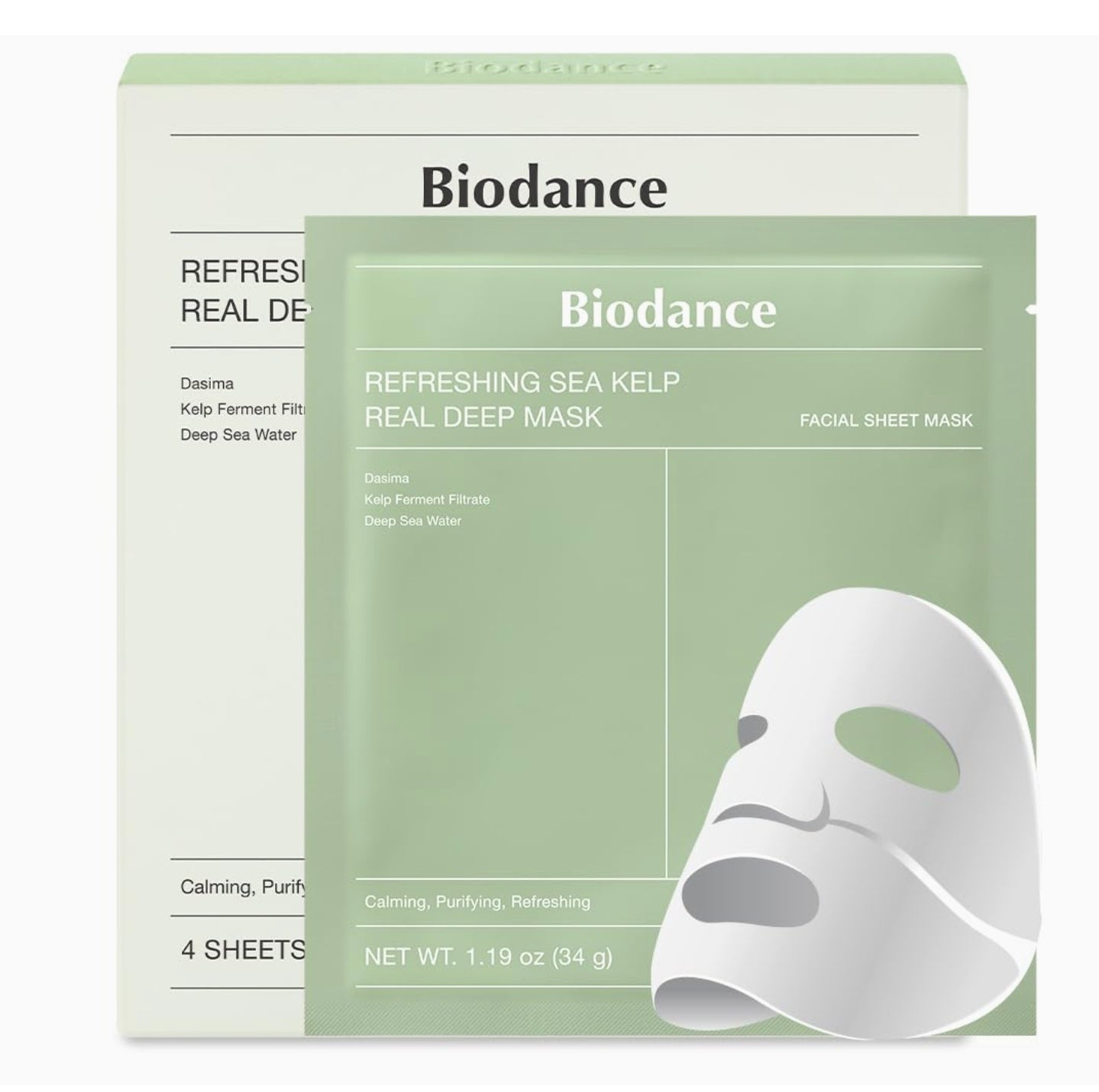 BIODANCE Refreshing Sea kelp Real Deep Mask, Overnight Hydrogel Mask, Calming, Oil & Sebum Control, Blemish Care 1.19oz