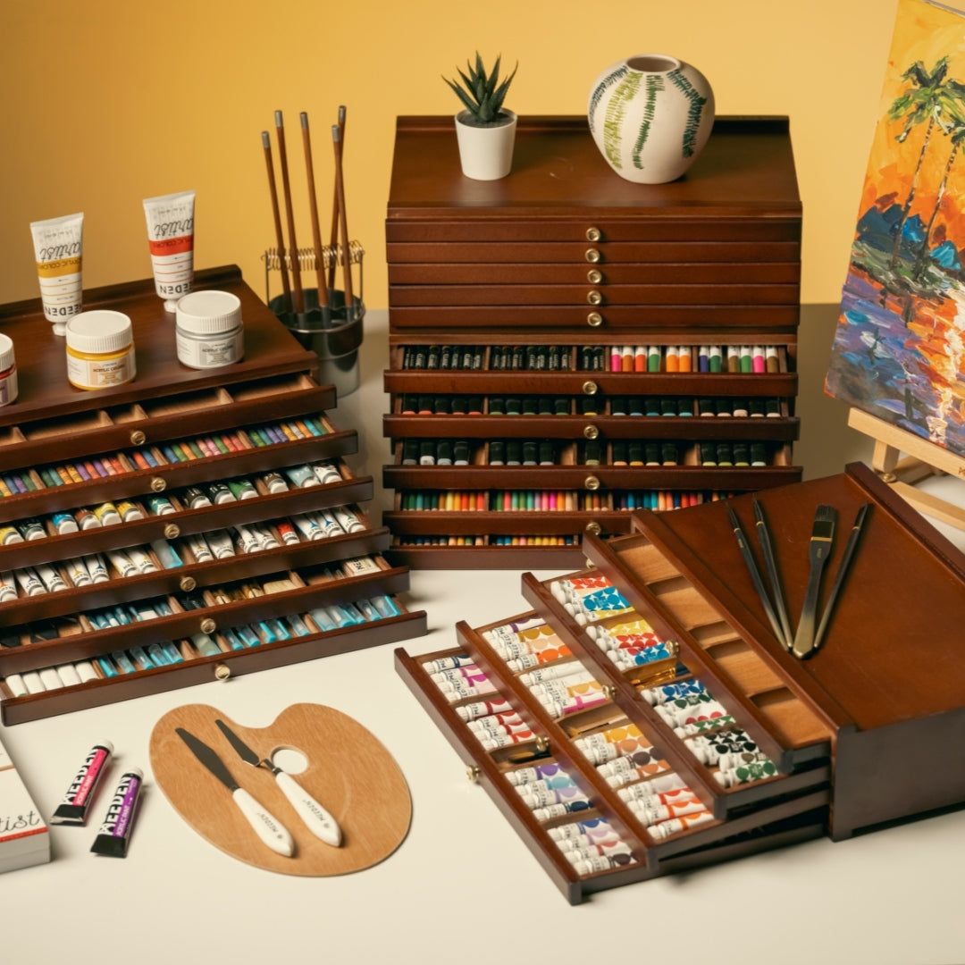 MEEDEN 6-Drawer Artist Supply Storage Box, Dark Walnut MEEDEN 6-Drawer Artist Supply Storage Box, Dark Walnut