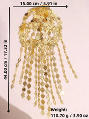 Gold Plated Coins Hat Hair Jewelry For Women Belly Dance Head Chain Headpiece Ethnic Tribal Statement Hair Accessori