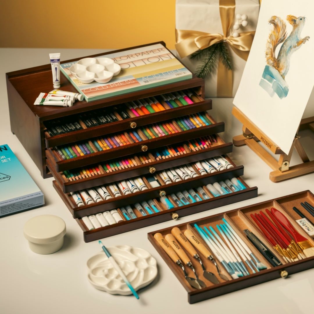 MEEDEN 6-Drawer Artist Supply Storage Box, Dark Walnut MEEDEN 6-Drawer Artist Supply Storage Box, Dark Walnut