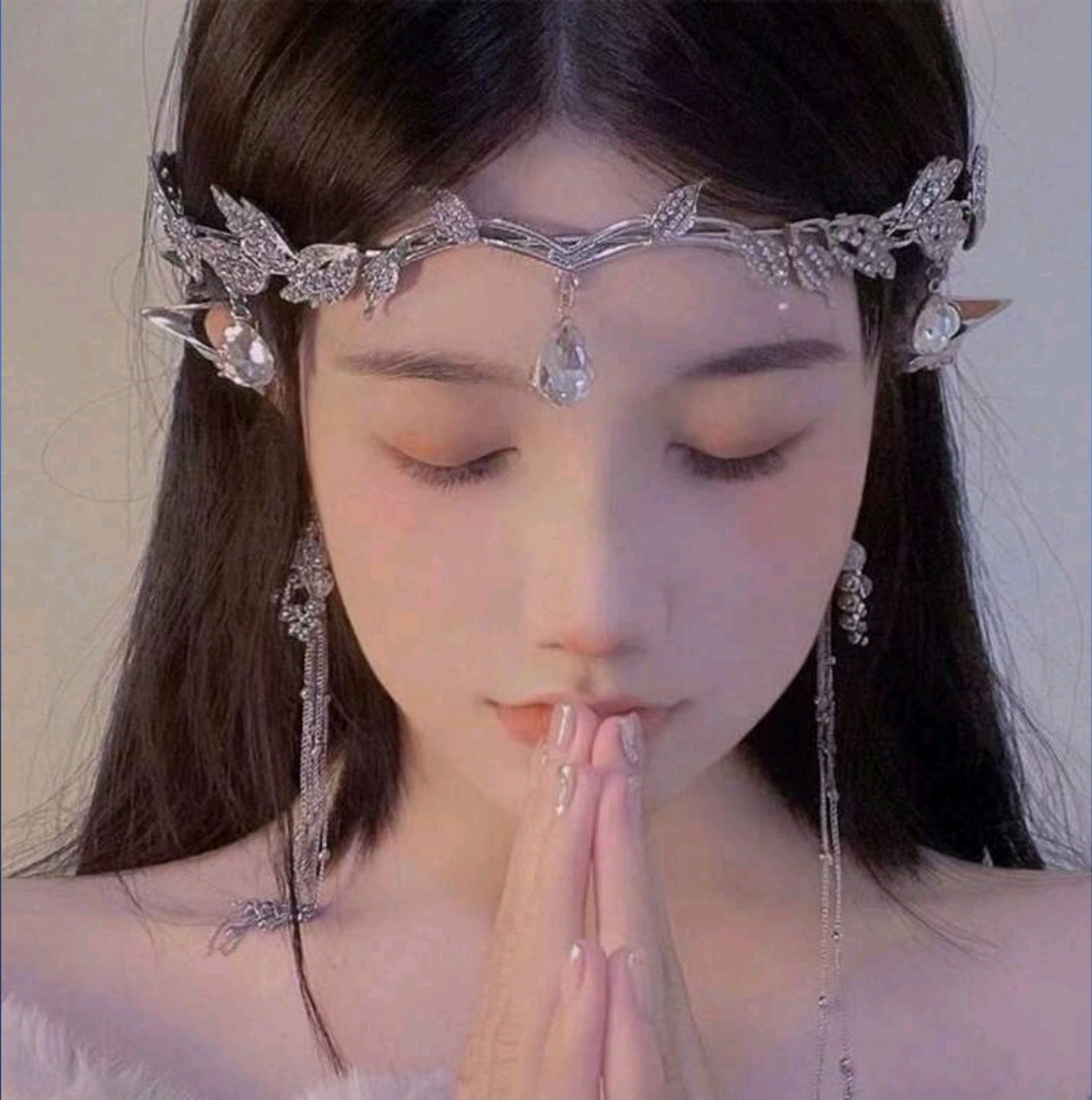 1pc Crystal Leaf Shaped Crown Adjustable Elf Headband Fairy Dressing Accessory Vintage Fairy Princess Headpiece Bridal Wedding Hair Ornaments 1pc Crystal Leaf Shaped Crown Adjustable Elf Headband Fairy Dressing Accessory Vintage Fairy Princess Headpiece Bridal Wedding Hair Ornaments