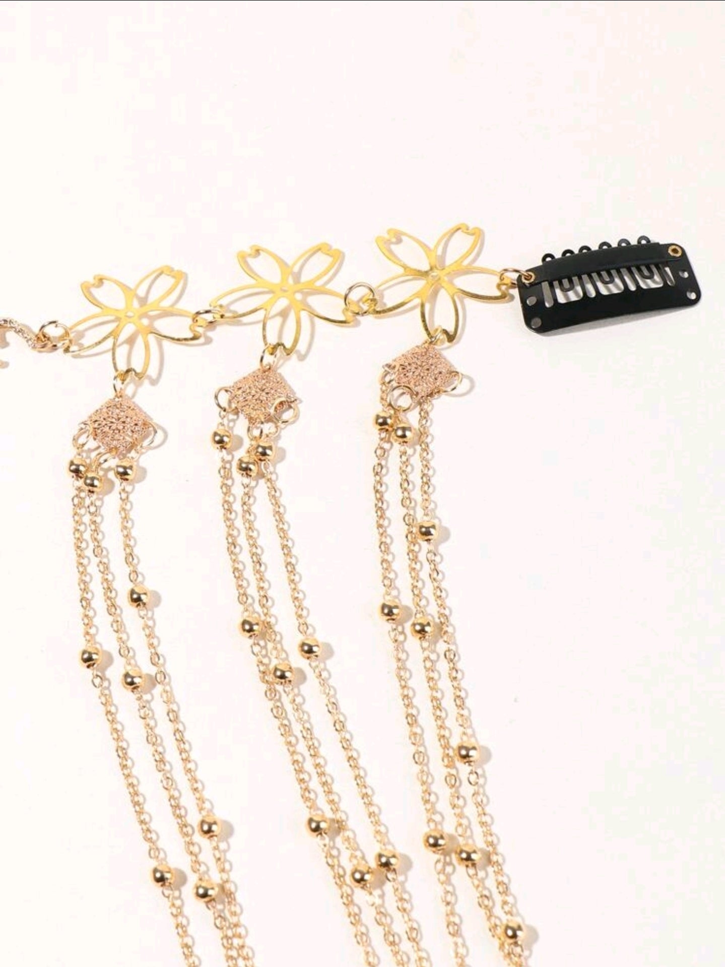 Tassel Charm Flower Decor Hair Clip With Chain Party Bow Carnival Head Jewelry Tassel Charm Flower Decor Hair Clip With Chain Party Bow Carnival Head Jewelry