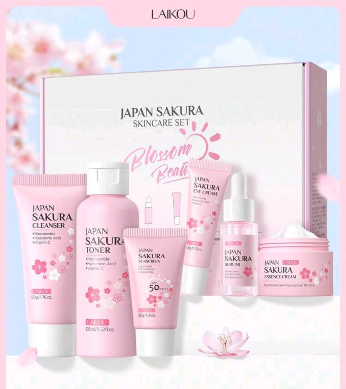 Laikou
JAPAN SAKURA SKINCARE SET BLOSSOM BEAUTY