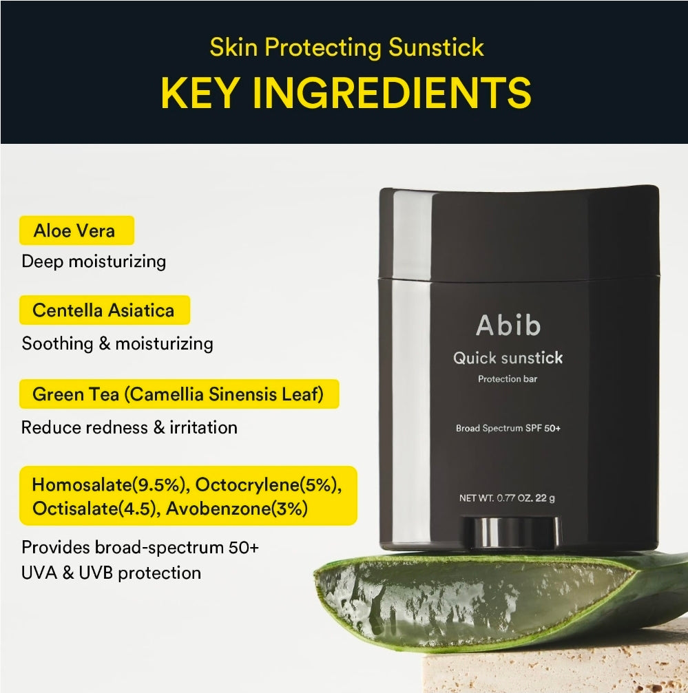 Abib Airy & Quick Sunstick DUO SPF50+ Broad Spectrum Semi-Matte & Quick Glowy Finish, No White Cast, Korean Sunscreen Stick for All Skin Types, 2 Count