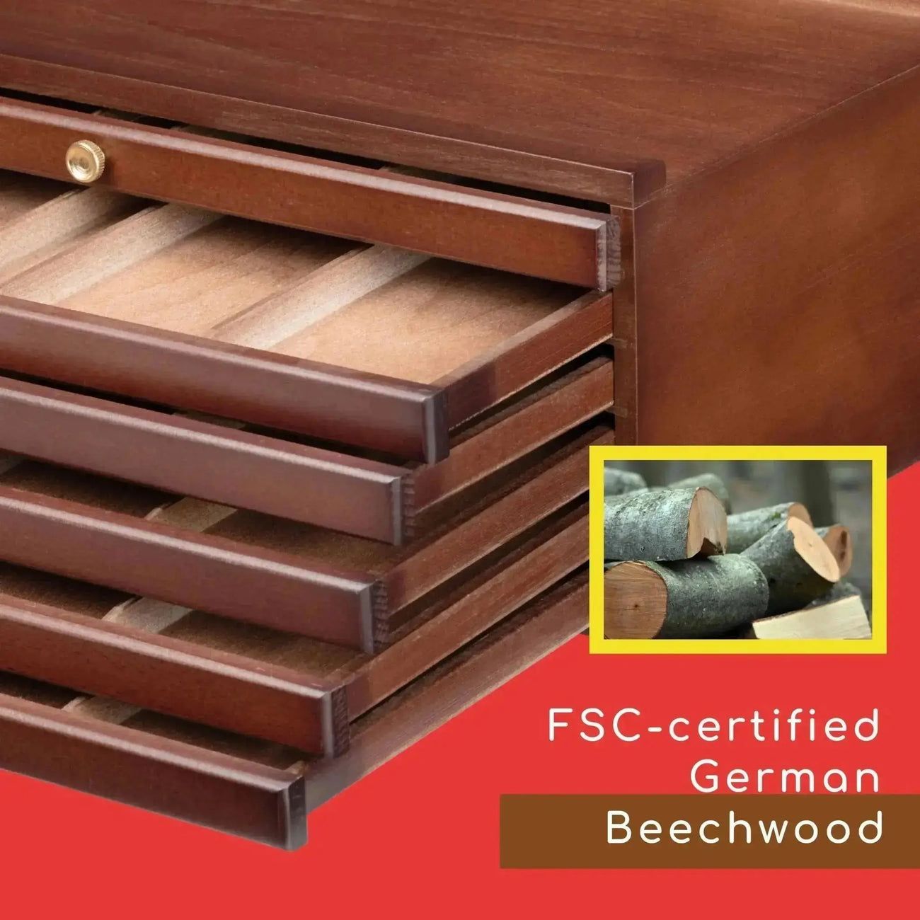 MEEDEN 6-Drawer Artist Supply Storage Box, Dark Walnut MEEDEN 6-Drawer Artist Supply Storage Box, Dark Walnut