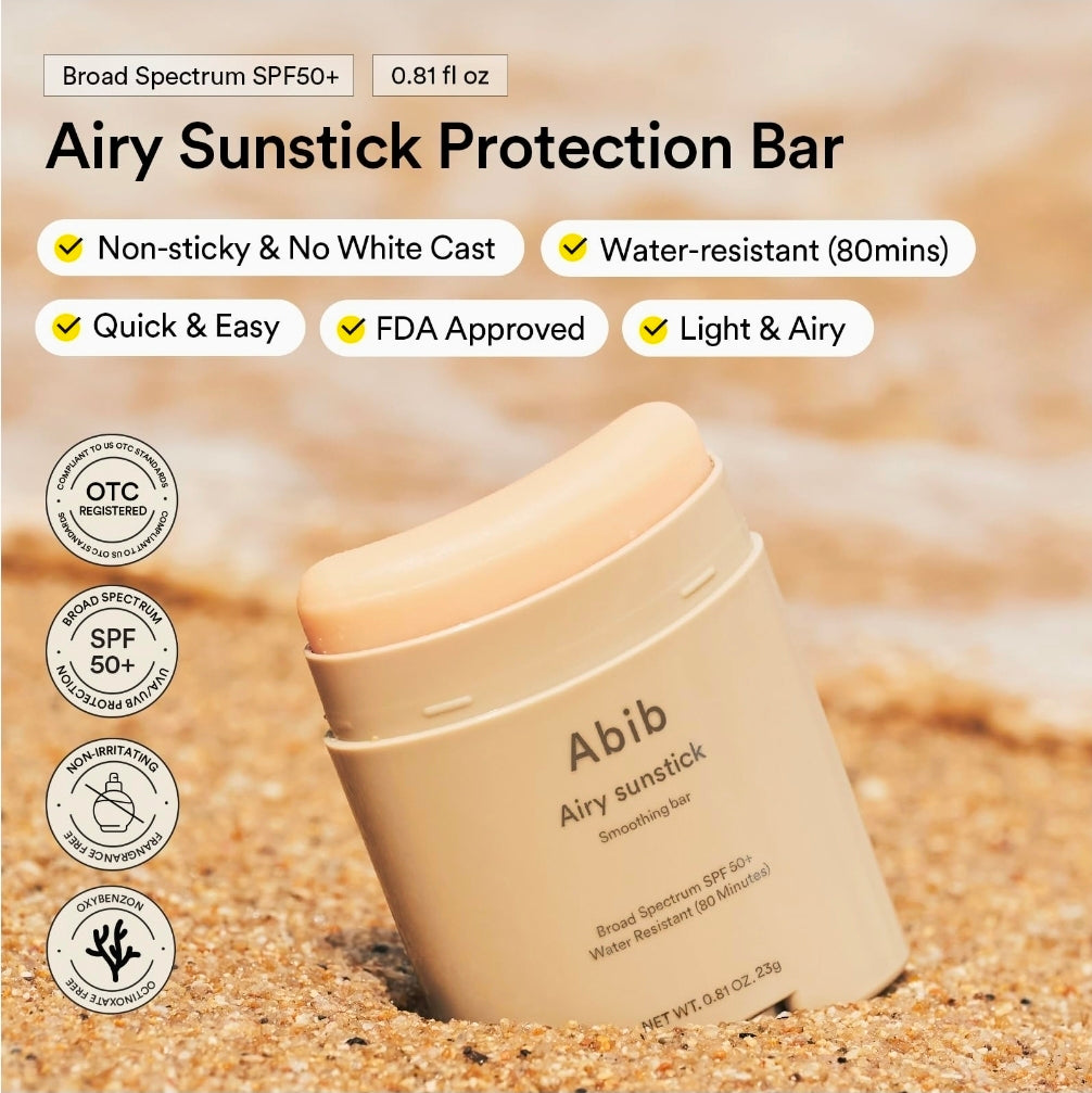 Abib Airy & Quick Sunstick DUO SPF50+ Broad Spectrum Semi-Matte & Quick Glowy Finish, No White Cast, Korean Sunscreen Stick for All Skin Types, 2 Count