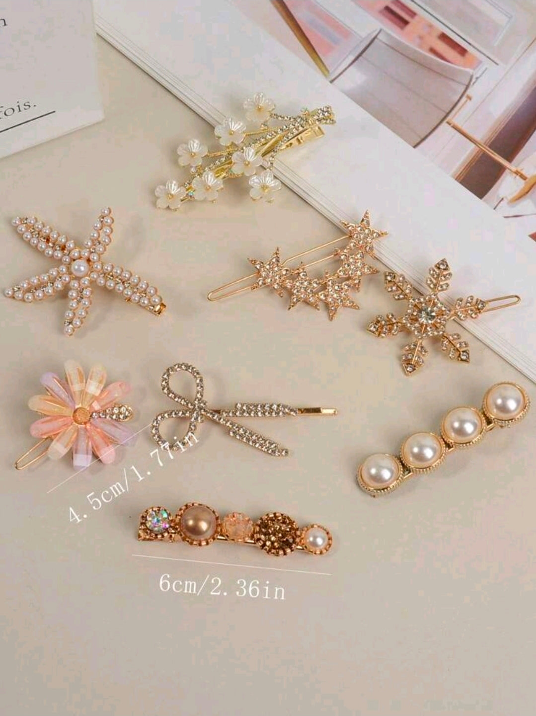 25Pcs Elegant Faux Pearl & Rhinestone Hair Clips Set For Women, French Style Gold Bow Heart Star Barrettes, Chic Fashion Hair Accessories