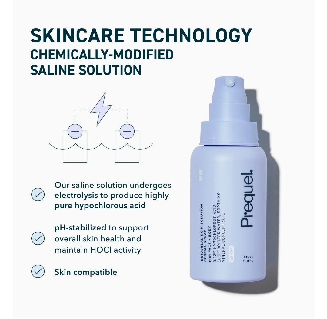 Prequel Skin Universal Skin Solution Hypochlorous Acid Spray |4oz