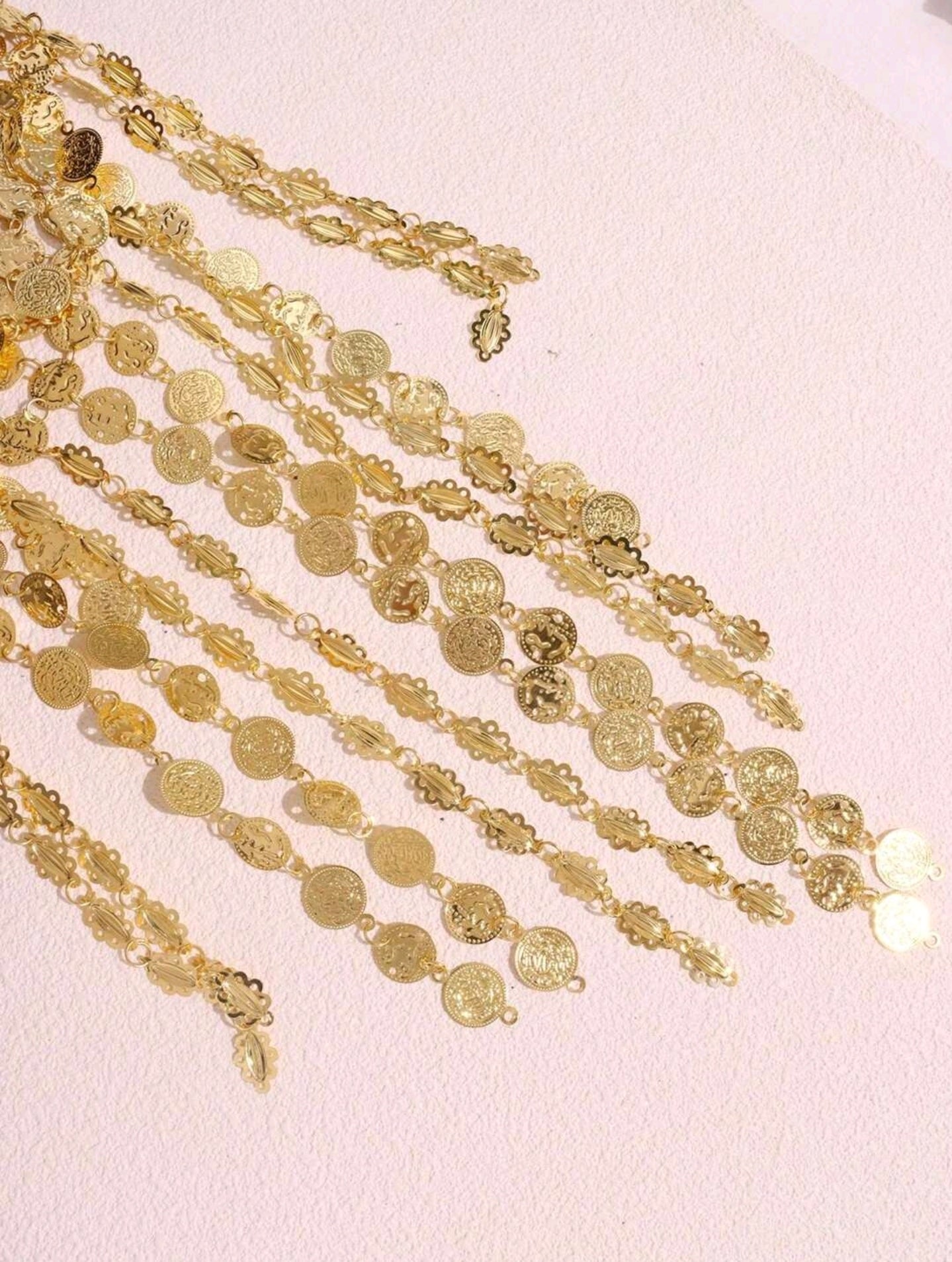 Gold Plated Coins Hat Hair Jewelry For Women Belly Dance Head Chain Headpiece Ethnic Tribal Statement Hair Accessori