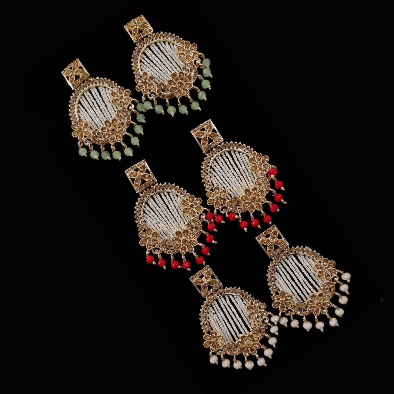 Flat Diamond and Pearls Chandbalis Flat Diamond and Pearls Chandbalis