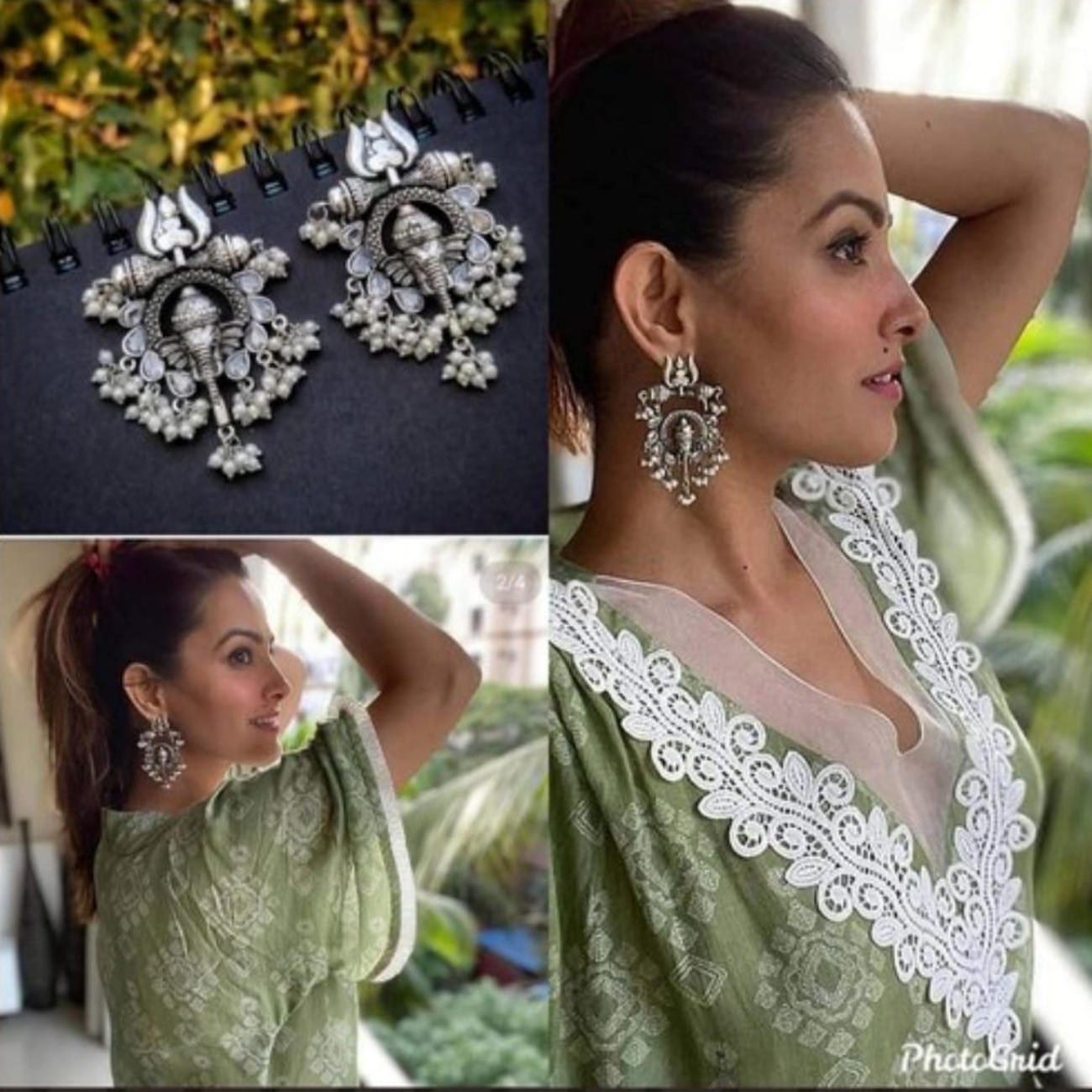 Indian Oxidized Ganesha Trishul Ethnic Bollywood Earring Indian Oxidized Ganesha Trishul Ethnic Bollywood Earring