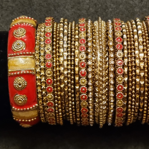 Red Metal Bangle Kada Designer Traditional Ethnic Set